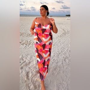 Colorful pretty little thing maxi dress size 16